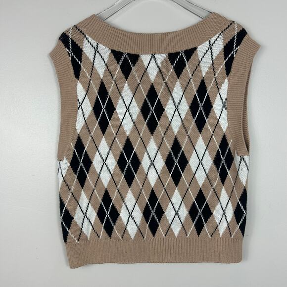 Abercrombie & Fitch Argyle Sweater Vest Brown Small Academia Old Money - Picture 6 of 6
